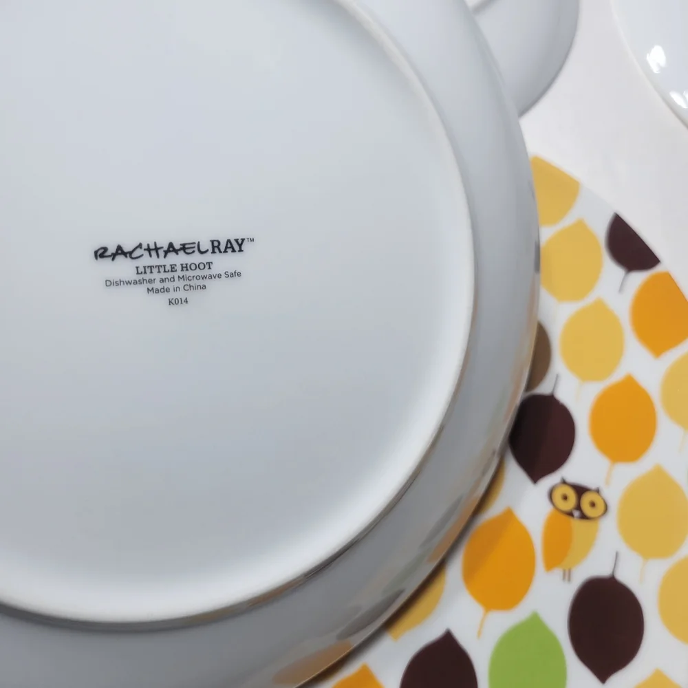 Set of 4 Little Hoot Owl Plates Rachael Ray Owl Plates, 8
